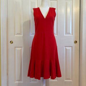 J. Crew 365 Red V-Neck Sheath Dress Recycled Stretch Ponte w/Peplum Hem Sz 4